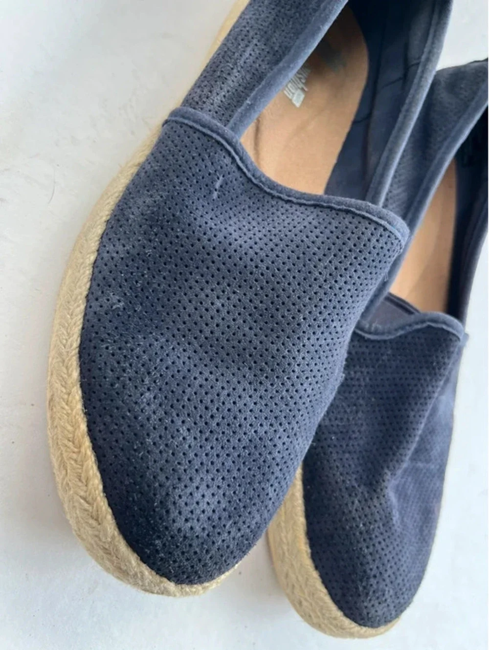 Clarks Azella Major Women's 8M Blue Suede Perforated Espadrille Slip-On Flats